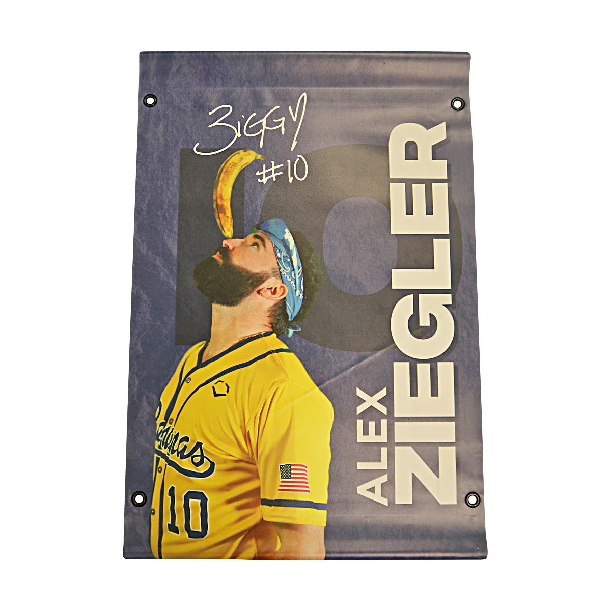 Alex Ziegler Autographed Inscribed Savannah Bananas 2024 Grayson Stadium 24"x35" Vinyl Banner - Image 4