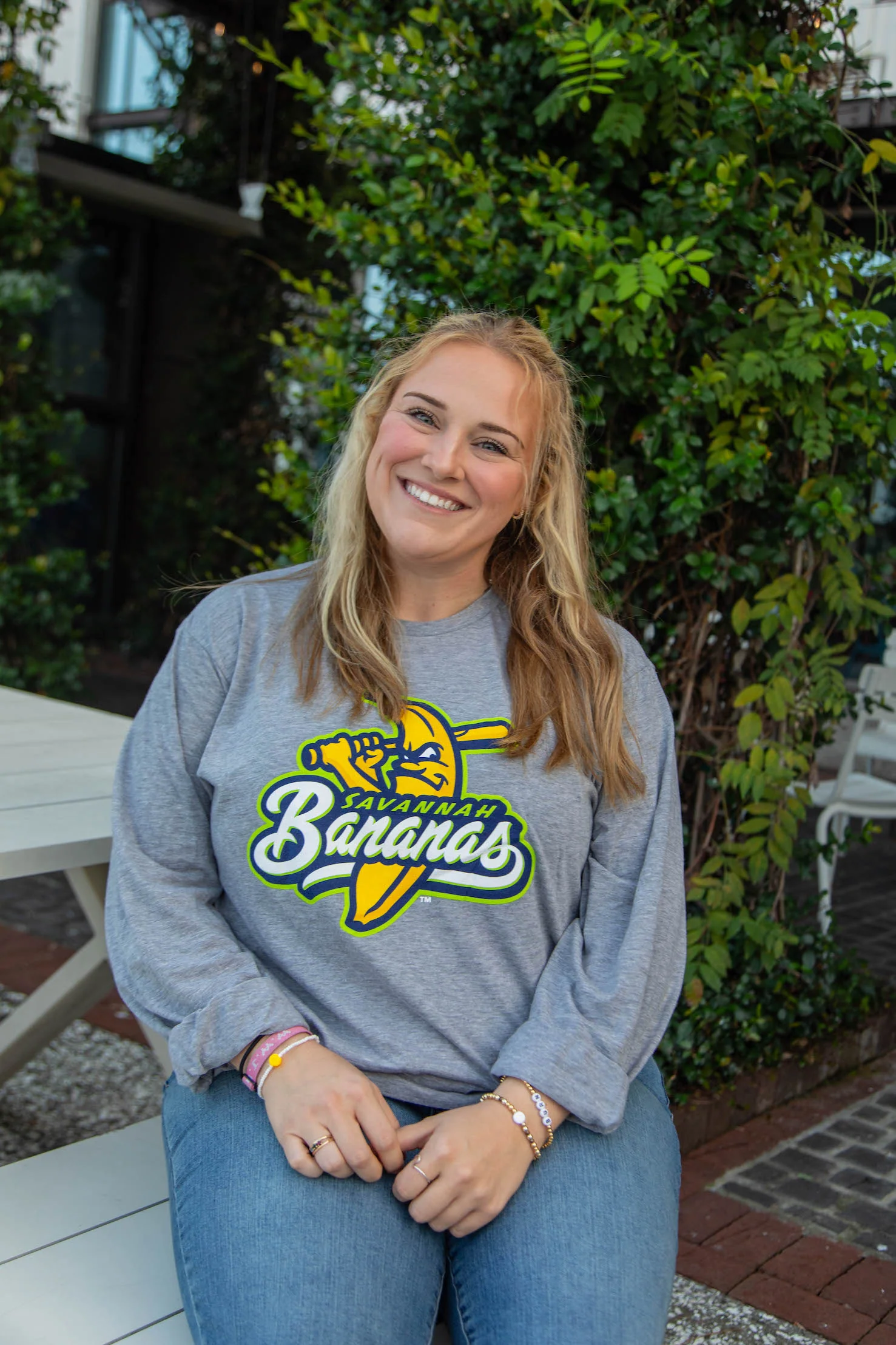 Bananas Long Sleeve Primary Logo Tee - Heather Gray - Image 3