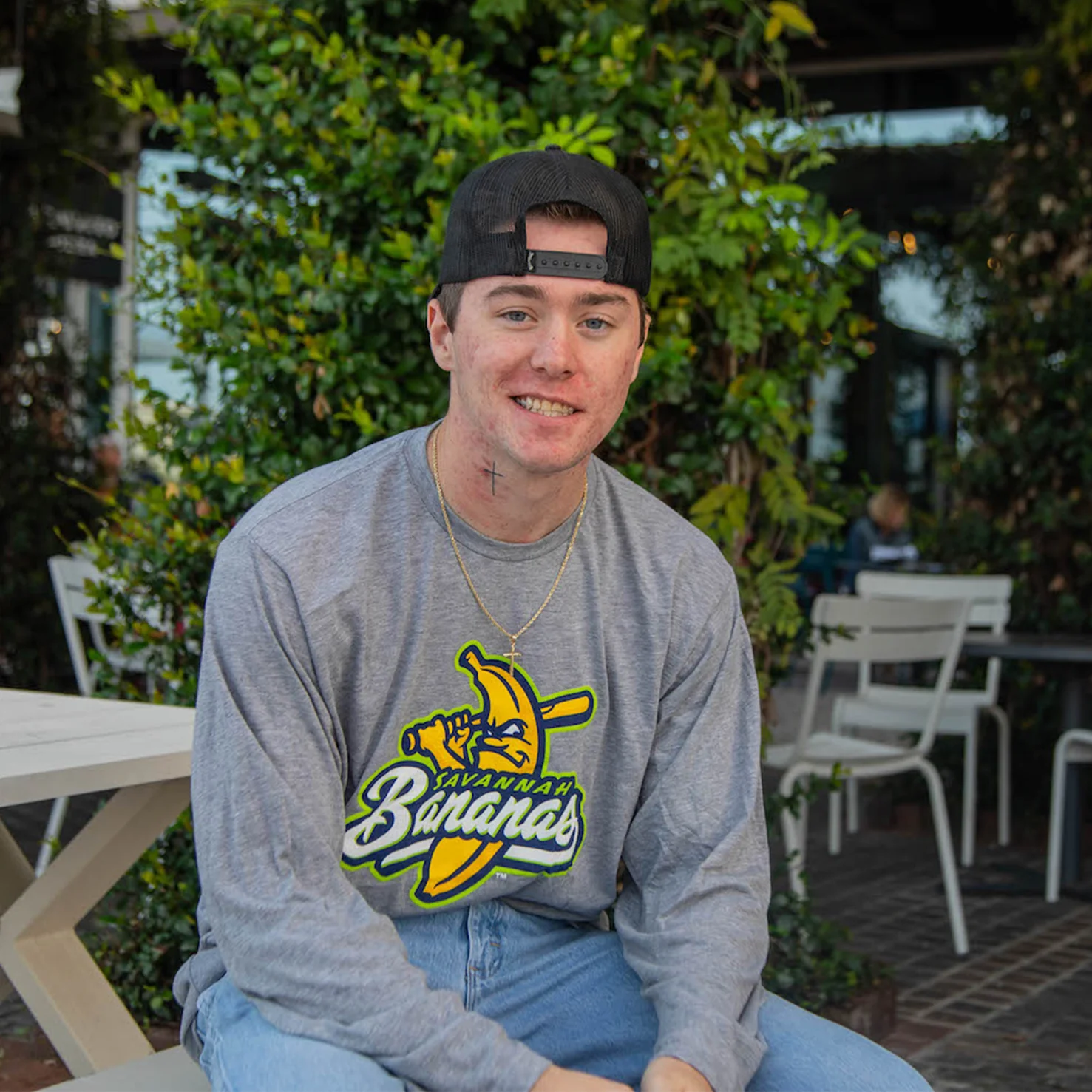 Bananas Long Sleeve Primary Logo Tee - Heather Gray - Image 4