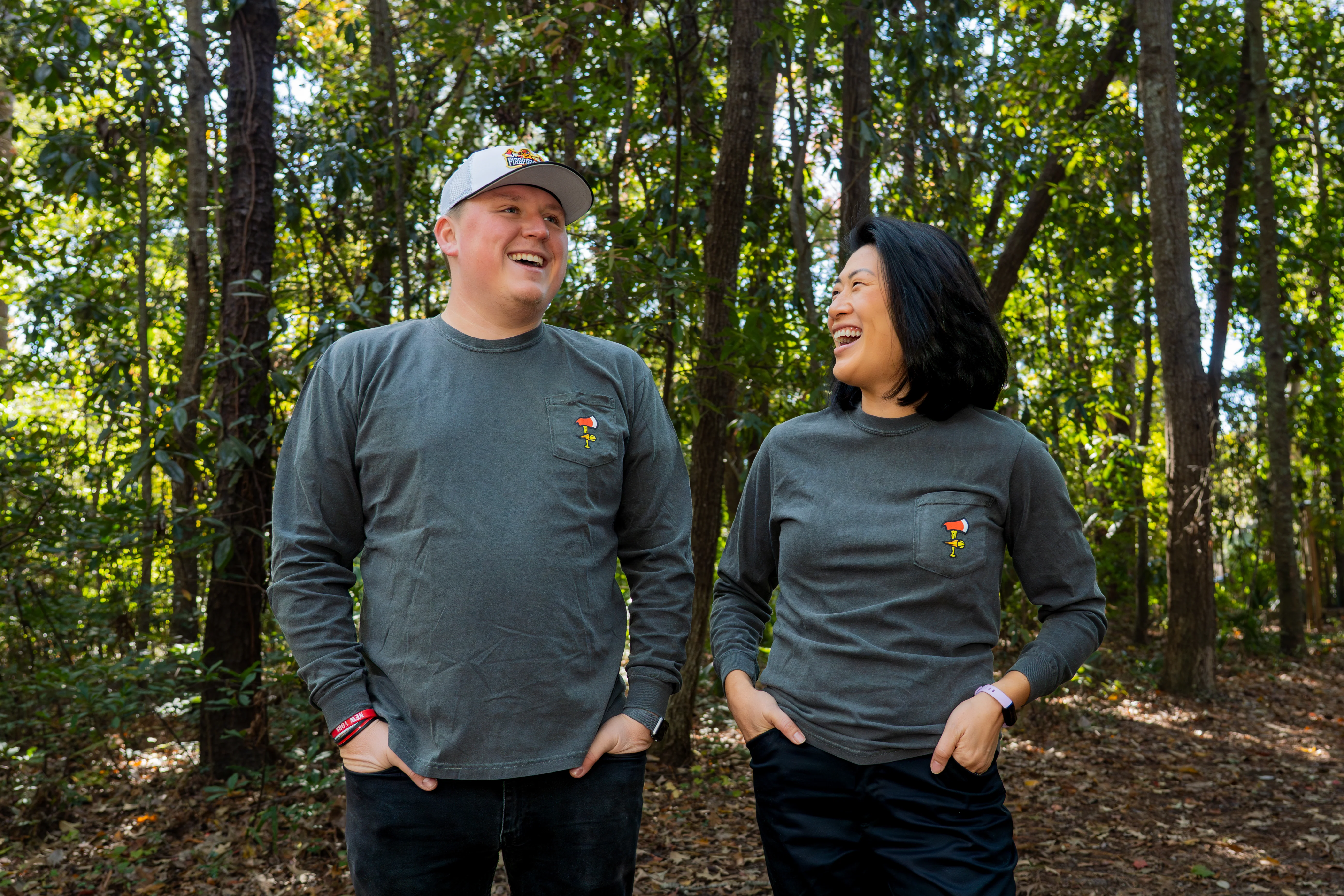 Firefighters Long Sleeve Comfort Colors Pocket Tee - Gray - Image 3