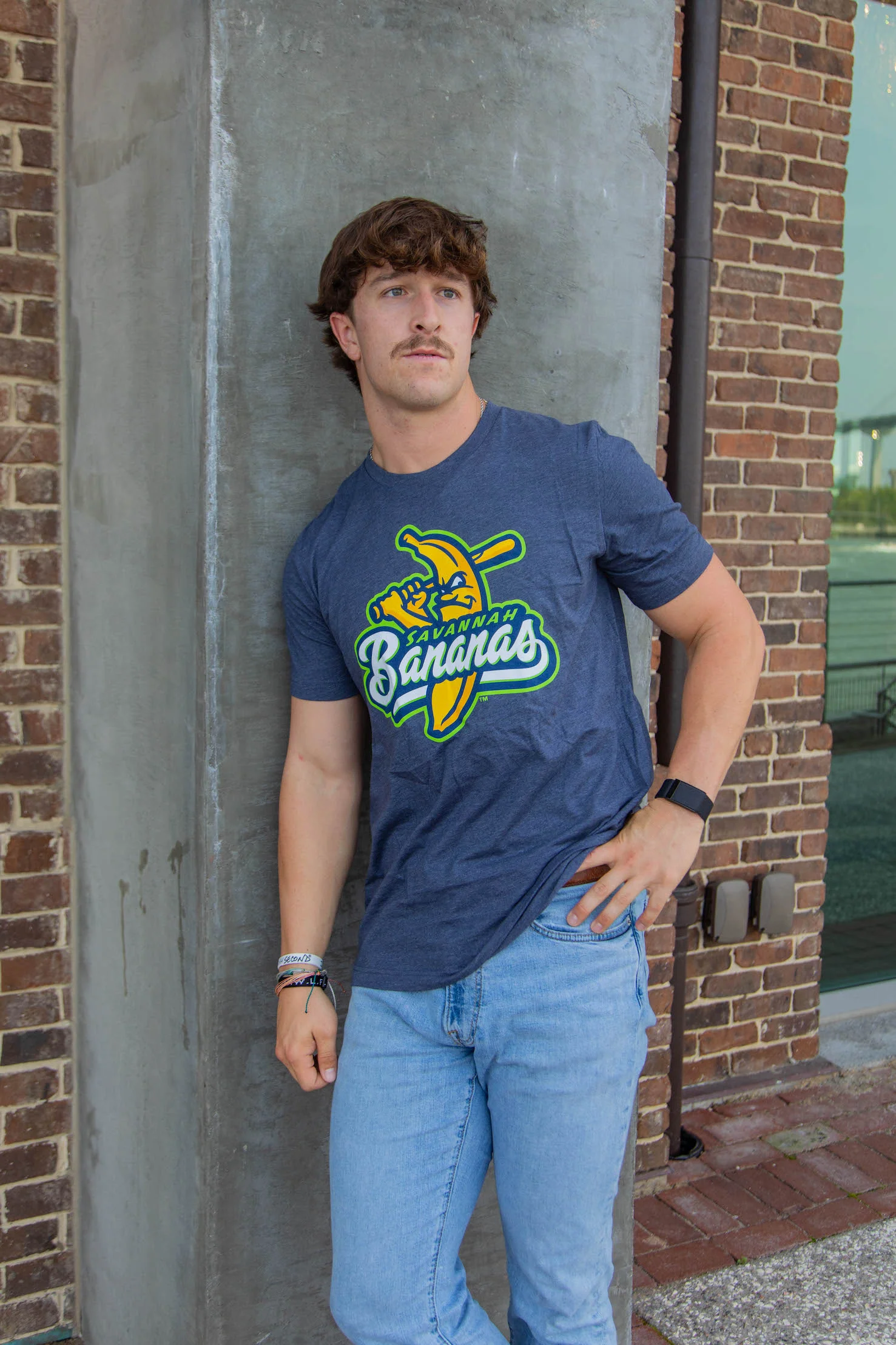 Bananas Short Sleeve Primary Logo Tee - Heathered Navy - Image 4