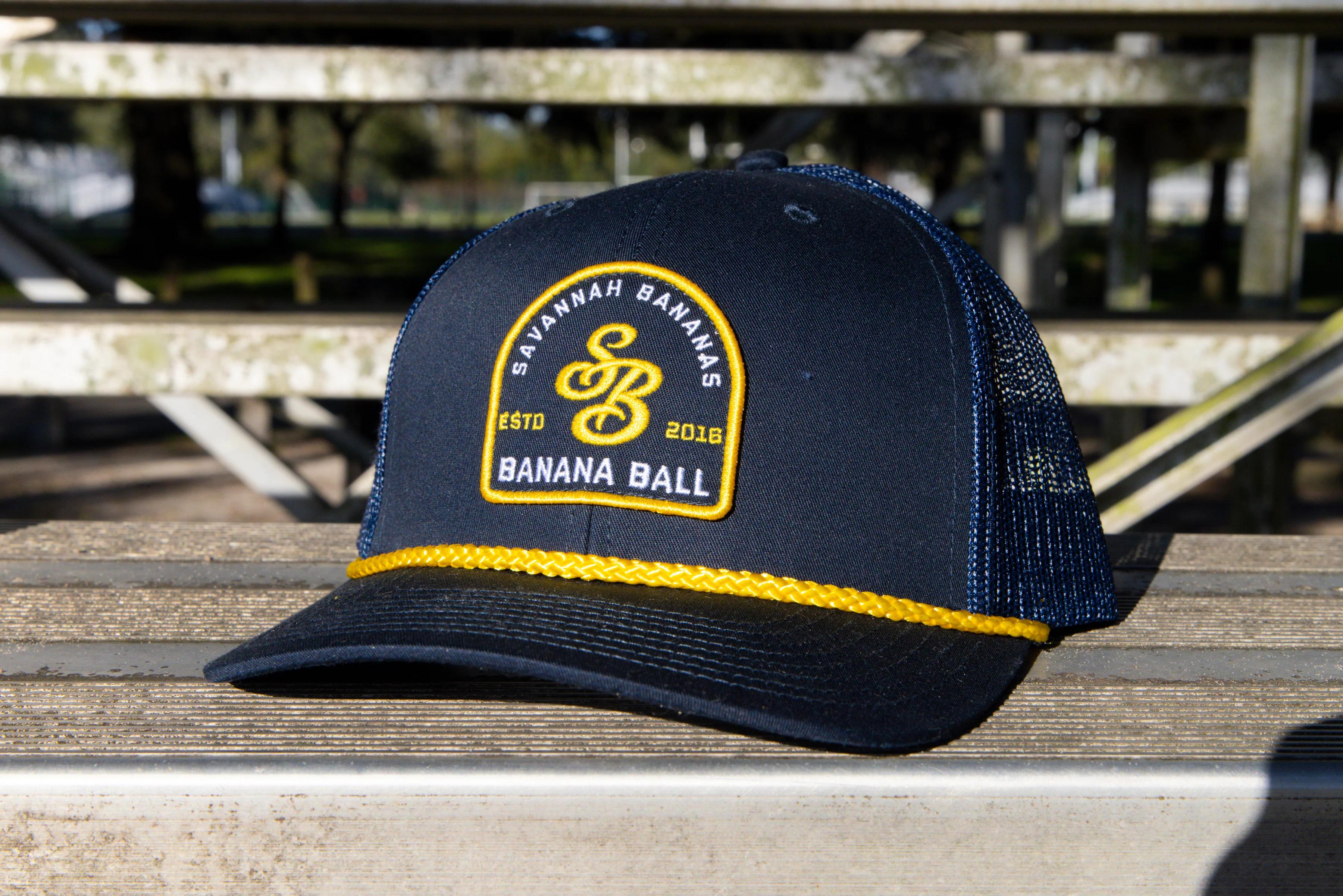 Bananas EvoShield Adjustable Trucker Patch Logo Hat with Yellow Rope- Navy - Image 3