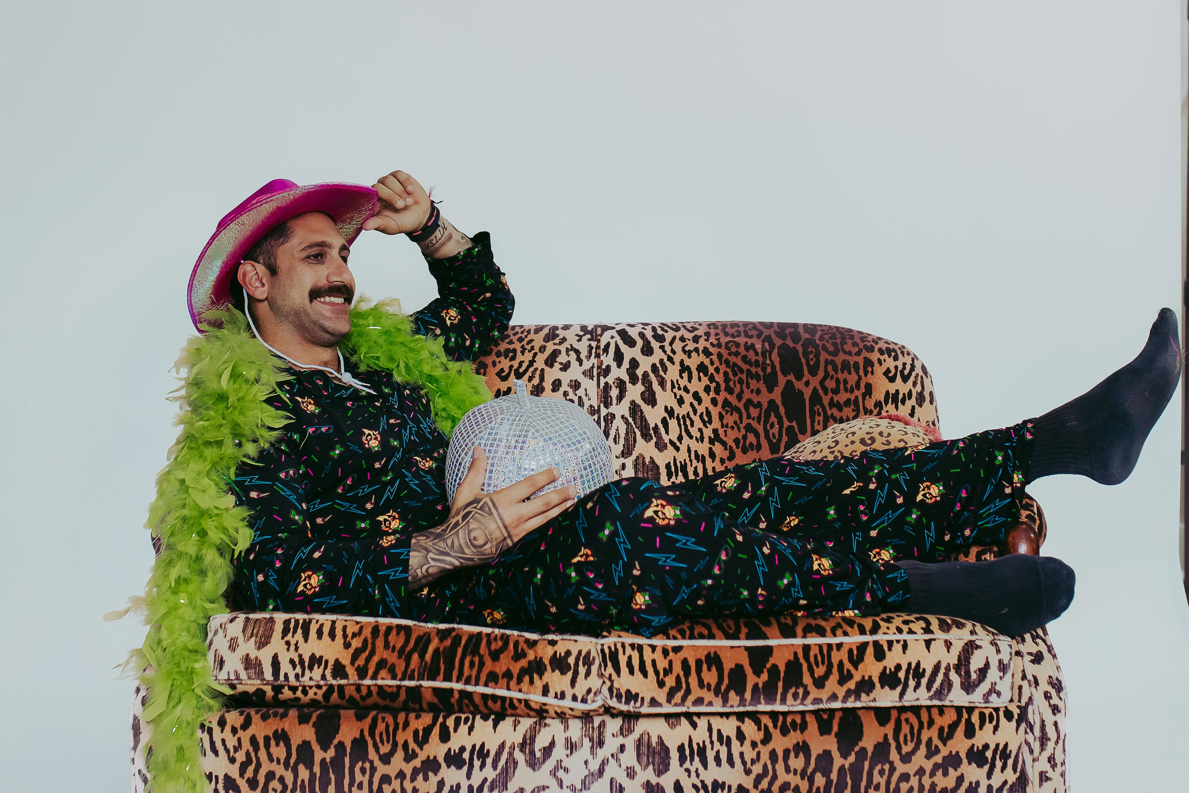 Party Animals Neon Button Down Pajama Pants - Black - Image 3
