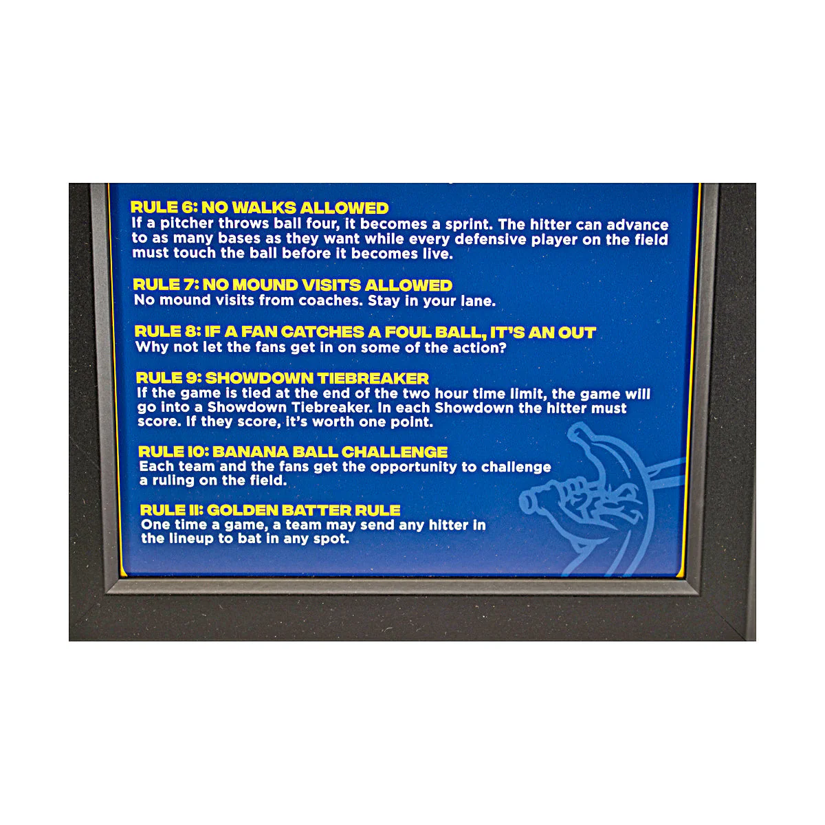 Savannah Bananas Framed Banana Ball Rules Sign - 13"x16" - Image 3