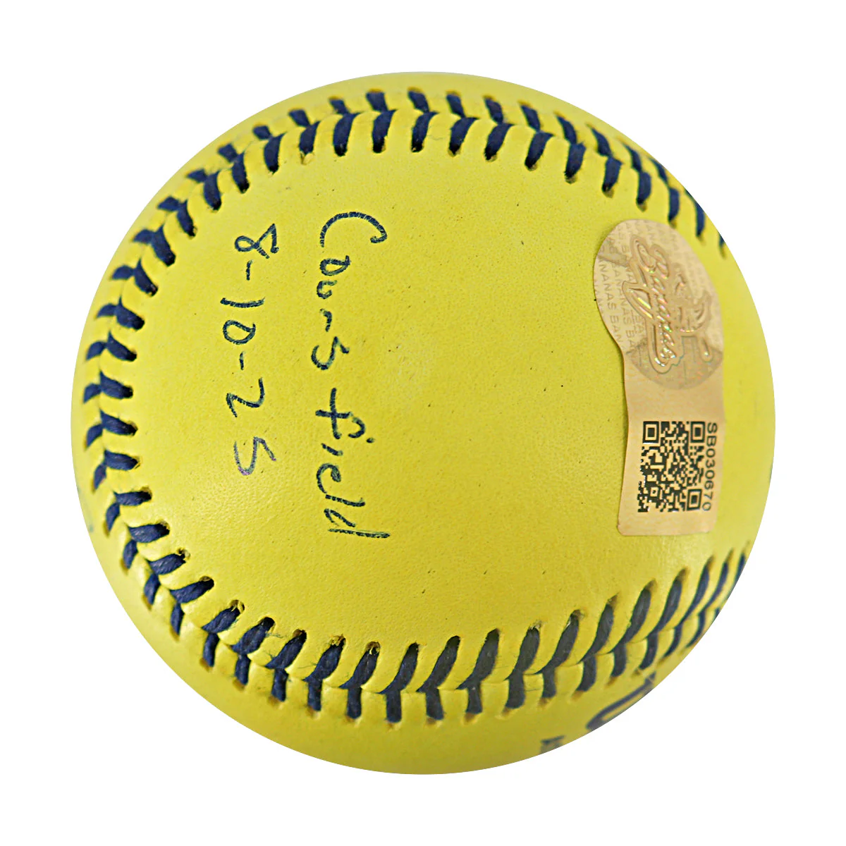 Vincent Chapman Dancing Umpire Bananas Autographed Game Used Official Banana Ball 8.10.25 Coors Field - Image 6