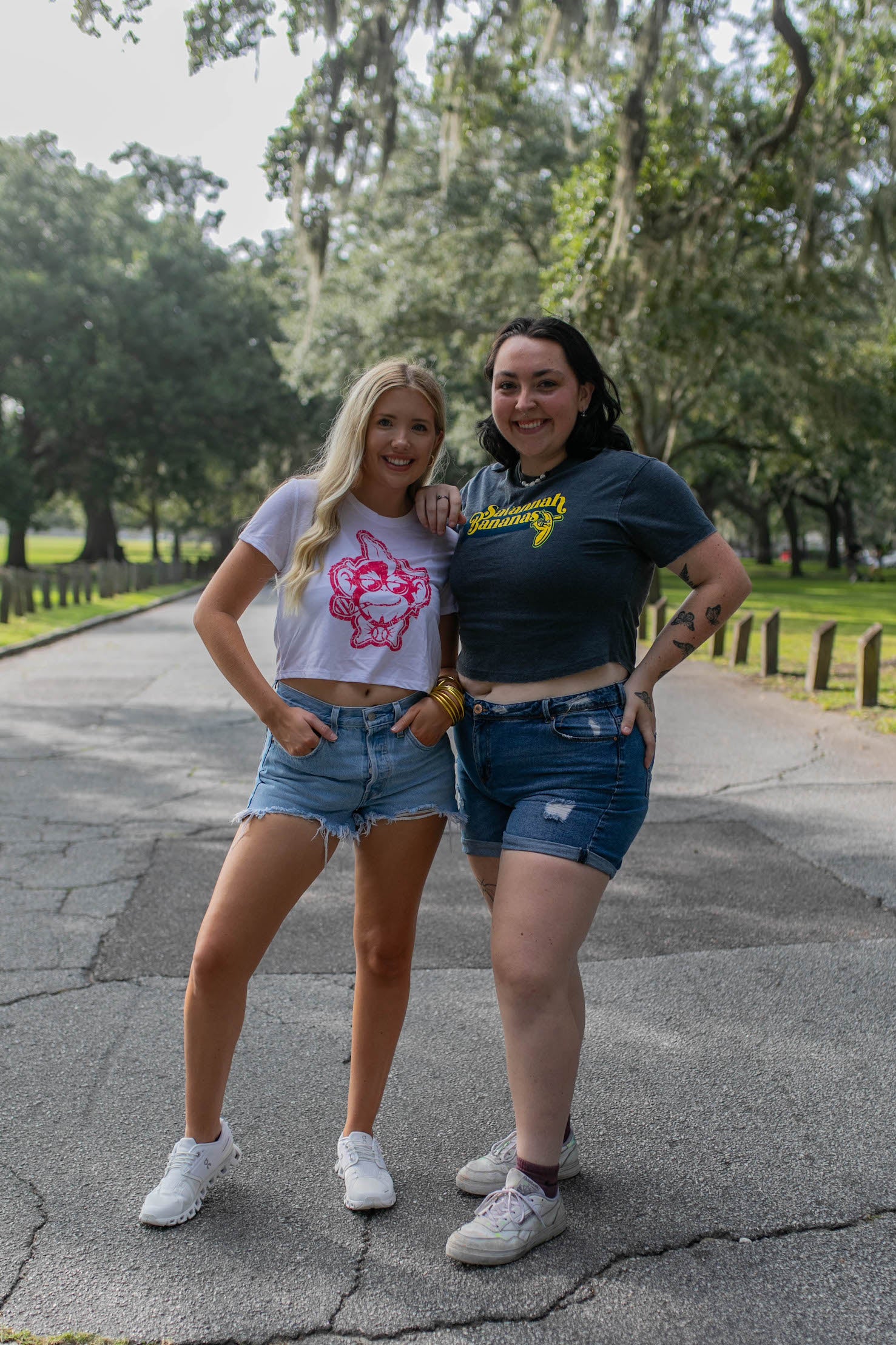 WOMEN'S Bananas Short Sleeve Crop Tee - Heathered Navy - Image 3