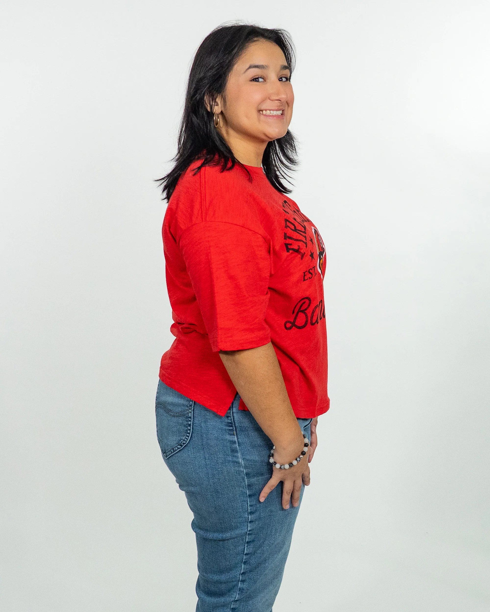 WOMEN'S Firefighters Jade Motley Mid Rise Tee - Image 3