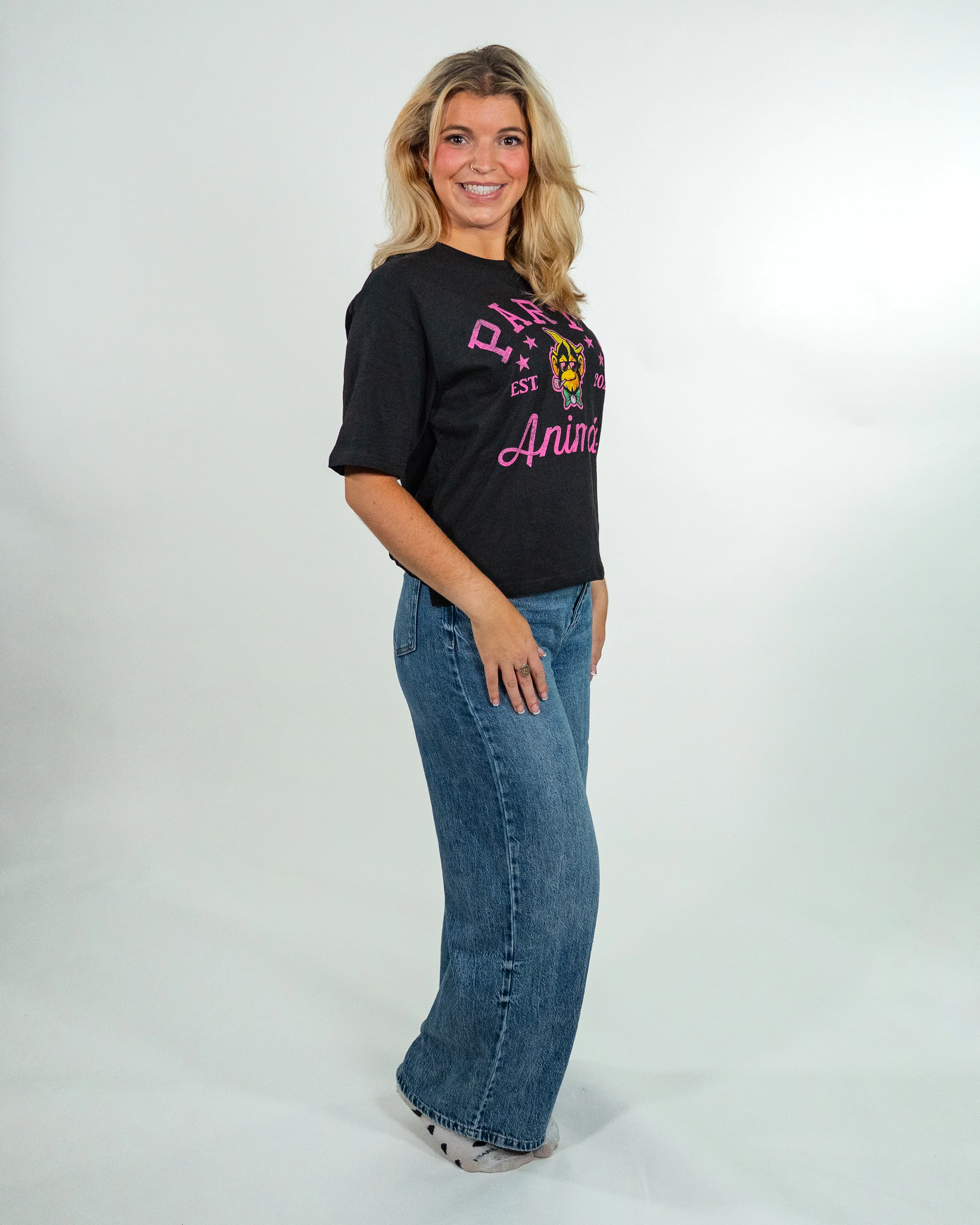 WOMEN'S Party Animals Jade Motley Mid Rise Tee - Image 5
