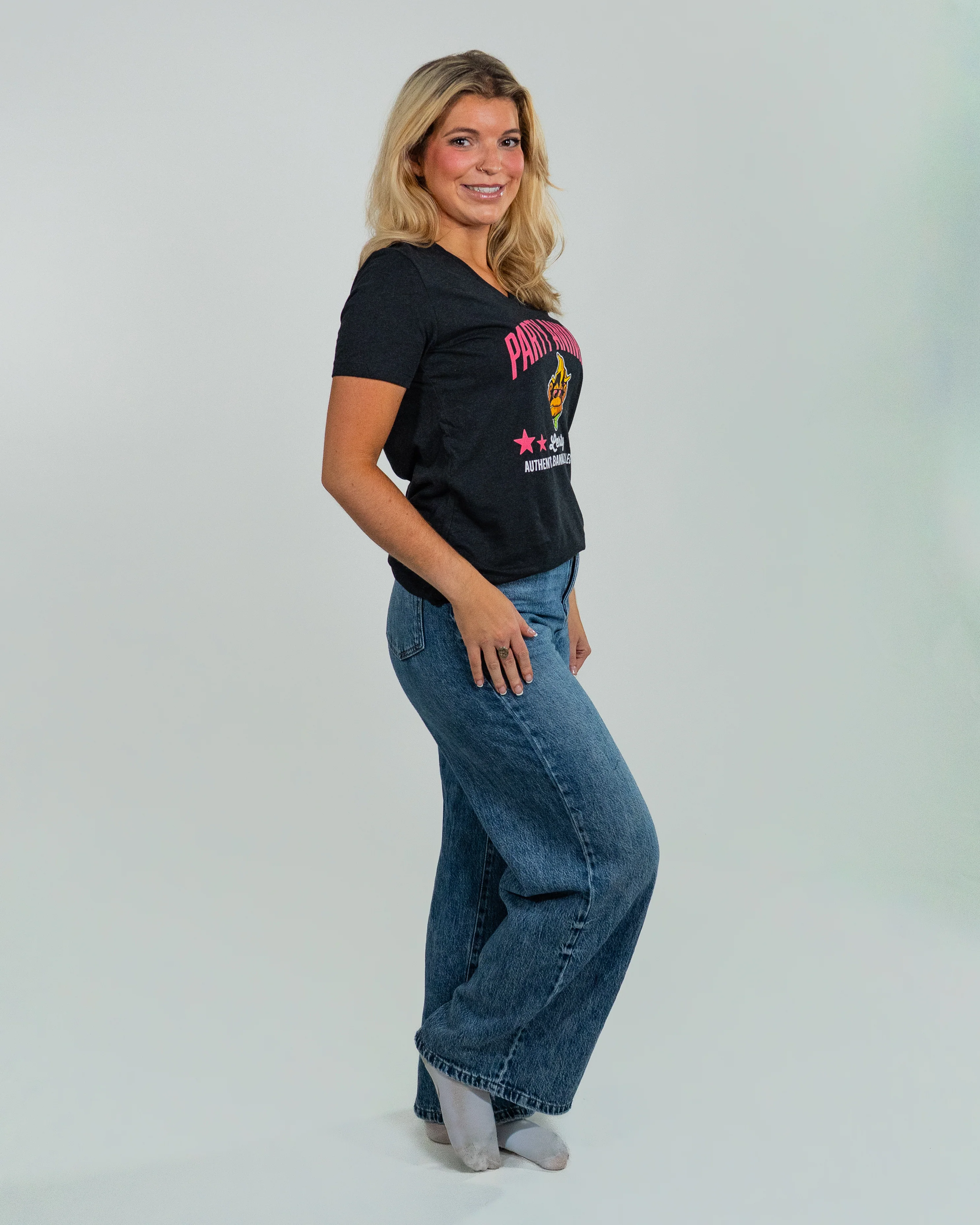 WOMENS Party Animals Bash V-Neck Tee - Black - Image 3